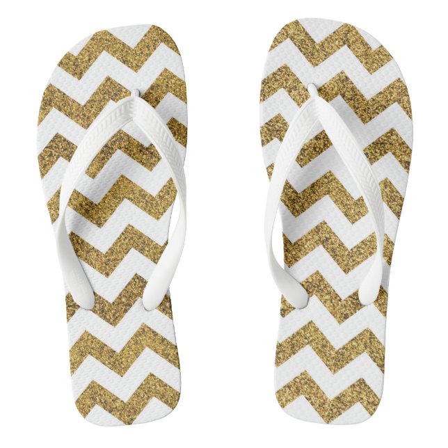 Gold Chevron Flip Flops (Footbed)