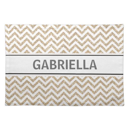 Gold Chevron Glitter Place Mat