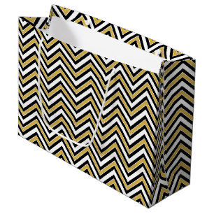 Gold Chevron Large Gift Bag