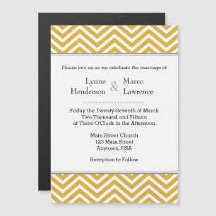 Gold Chevron Magnetic Wedding Invitation