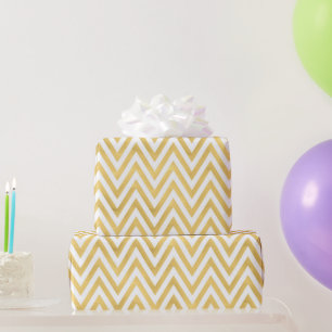 Gold chevron metallic texture stylish shimmer wrapping paper