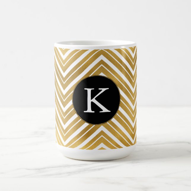 Gold Chevron Monogram Coffee Mug (Center)