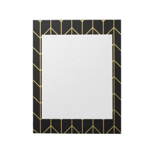 Gold Chevron on Black Background Modern Chic Notepad