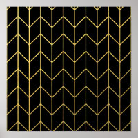 Gold Chevron on Black Background Modern Chic