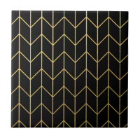 Gold Chevron on Black Background Modern Chic