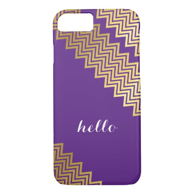 GOLD CHEVRON PATTERN modern trendy cute purple Case-Mate iPhone Case (Back)