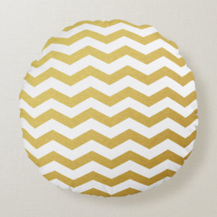Gold Chevron Pattern Round Pillows