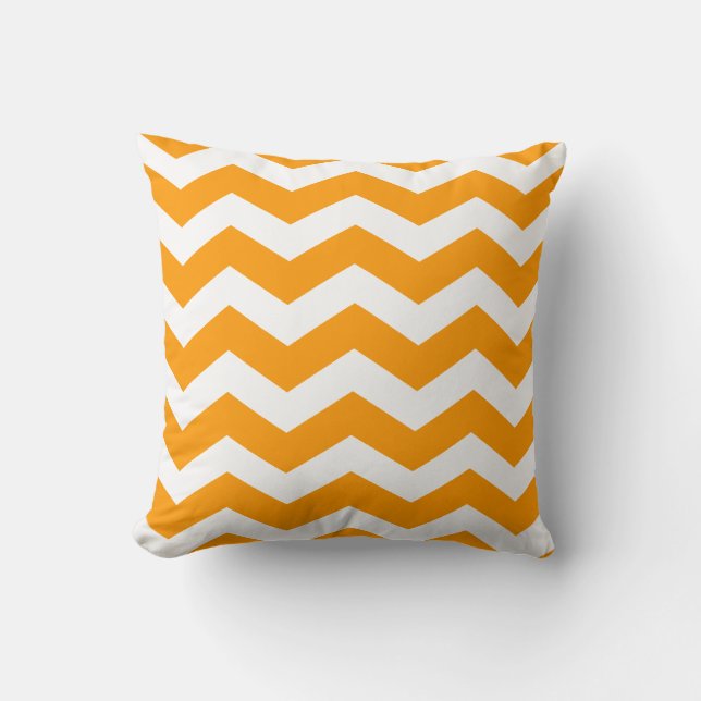 Gold Chevron Pattern Throw Pillow (Front)
