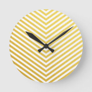 Gold chevron round clock