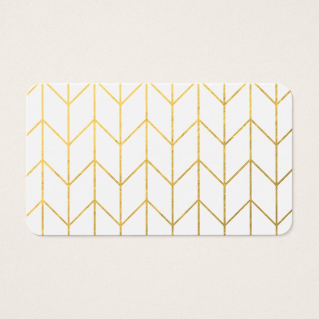 Gold Chevron White Background Modern Chic (Front)