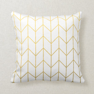 Gold Chevron White Background Modern Chic Cushion