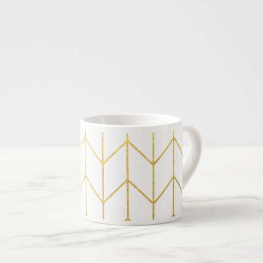 Image of Gold Chevron White Background Modern Chic Espresso Cup