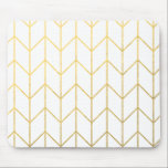 Gold Chevron White Background Modern Chic Mouse Mat<br><div class="desc">Contemporary, gold foil chevron pattern printed on a white solid colour background. GraphicsByMimi ©. (Gold foil is a printed photo effect). Use to create your own one of a kind gift for you or your friends and family by personalising it with your name, monogram, text or photo or leave as....</div>