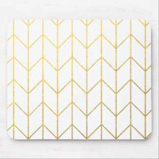 Gold Chevron White Background Modern Chic Mouse Mat