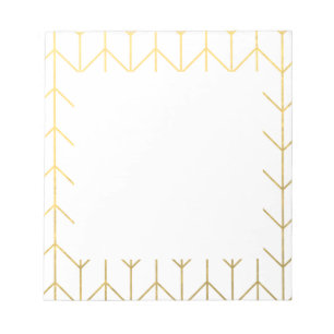 Gold Chevron White Background Modern Chic Notepad