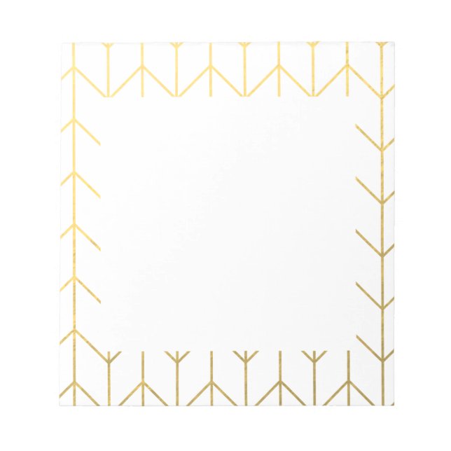 Gold Chevron White Background Modern Chic Notepad (Front)