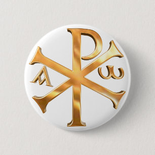 Gold Chi-Rho 6 Cm Round Badge