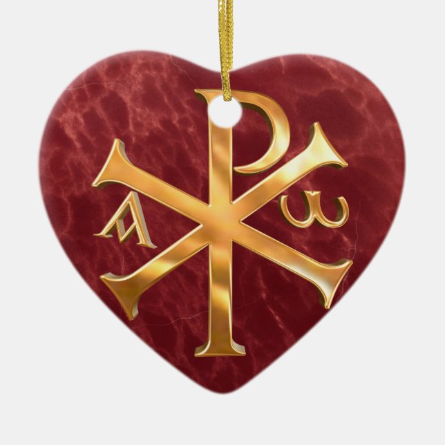 Gold Chi-Rho Ceramic Tree Decoration (Front)