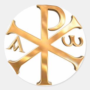 Gold Chi-Rho Classic Round Sticker