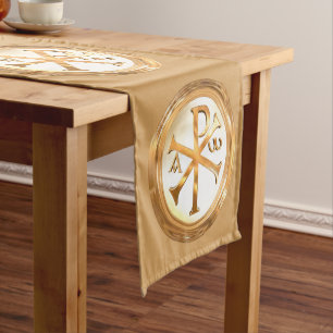 Gold Chi Rho Monogram Short Table Runner