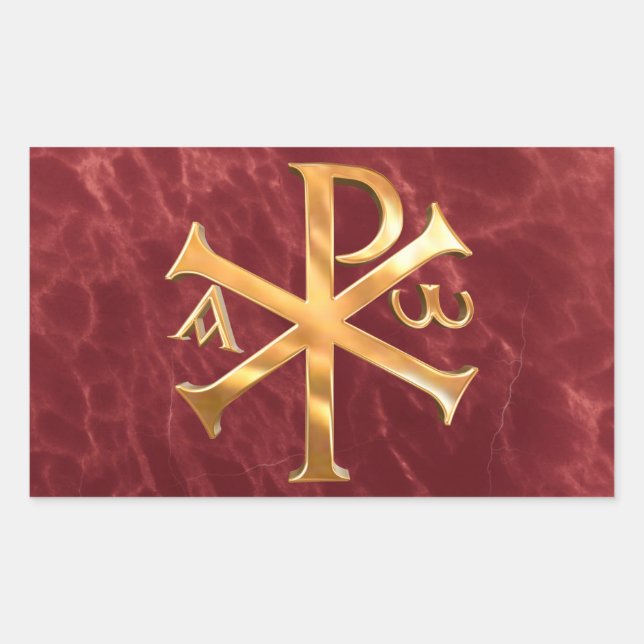 Gold Chi-Rho Rectangular Sticker (Front)