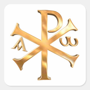 Gold Chi-Rho Square Sticker