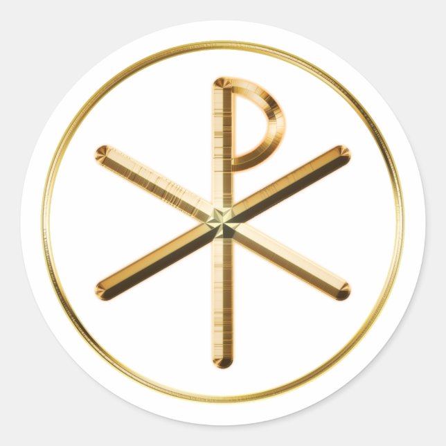 Gold Chi-Rho symbol Classic Round Sticker (Front)