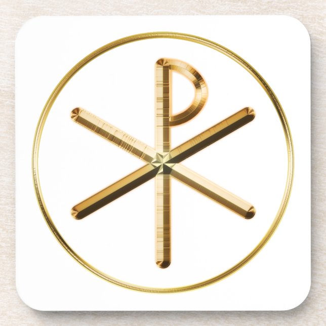 Gold Chi-Rho symbol Coaster (Front)