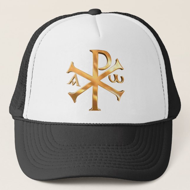 Gold Chi-Rho Trucker Hat (Front)