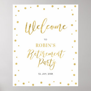 Gold   Chic Confetti Retirement Party Welcome Sign