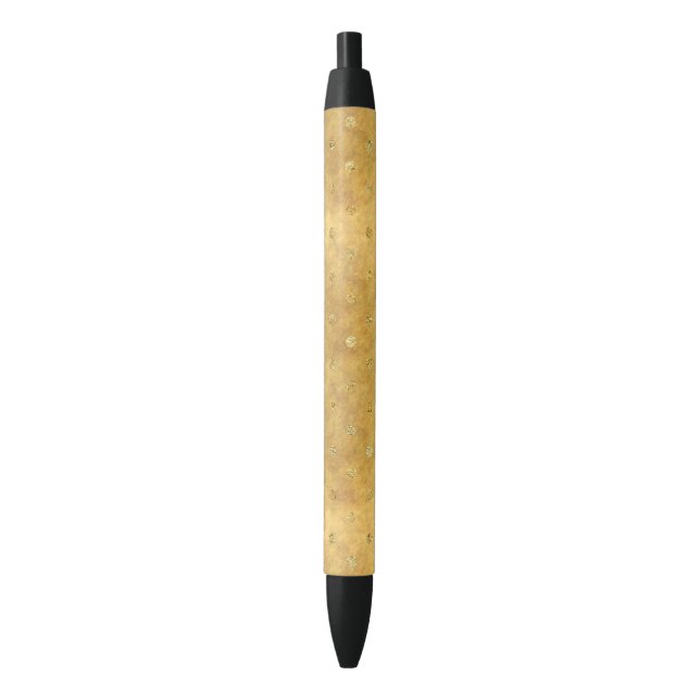 Gold Chic Dots Black Ink Pen (Front Vertical)