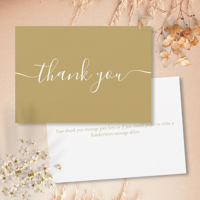Gold Chic Simple Modern Elegant Script Thank You Card (Gold Chic Simple Modern Elegant Script Thank You Card)