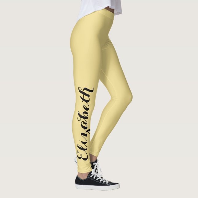 Gold Chic Stylish Personalised Name Workout Sports Leggings (Right)