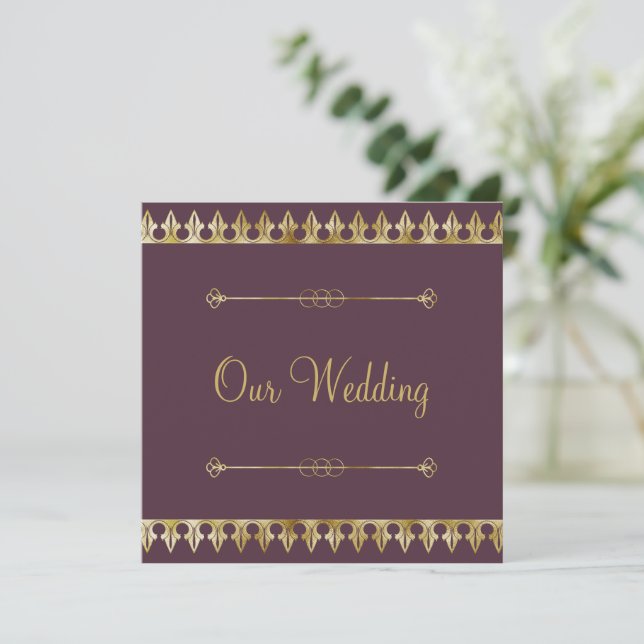 Gold Chic Wedding Invitation (Standing Front)