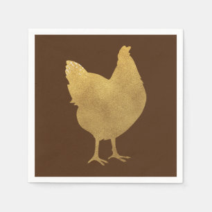 Gold Chicken Silhouette Napkin