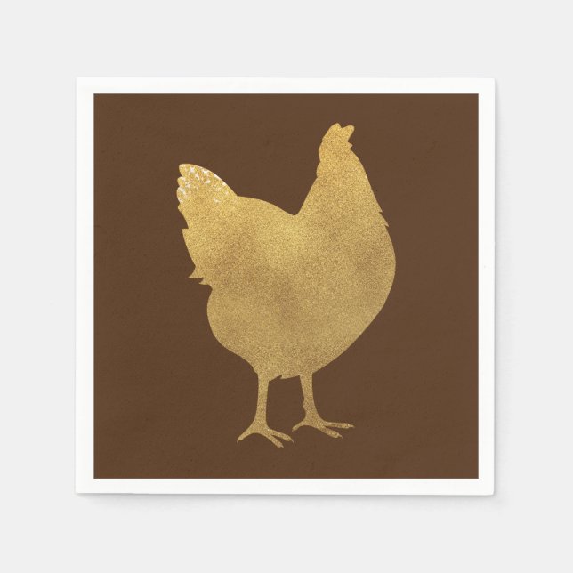 Gold Chicken Silhouette Napkin (Front)