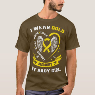 Gold Childhood Cancer Awareness Daughter Baby Girl T-Shirt