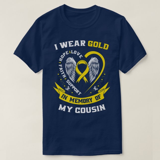 Gold Childhood Cancer Awareness Items Cousin Men W T-Shirt (Design Front)