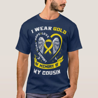 Gold Childhood Cancer Awareness Items Cousin Men W T-Shirt
