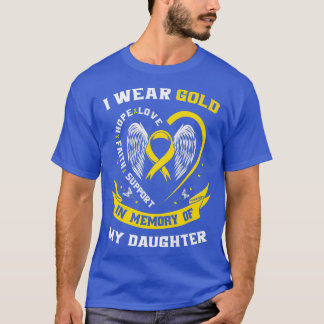 Gold Childhood Cancer Awareness Mom Dad Daughter M T-Shirt