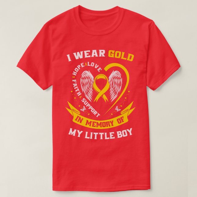 Gold Childhood Cancer Awareness Son Little Boy In  T-Shirt (Design Front)