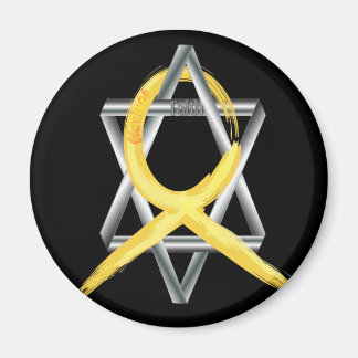 Gold Childhood Cancer Ribbon Star of David Magnet