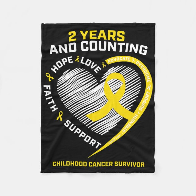 Gold Childhood Cancer Survivor Kids Boys Girls Can Fleece Blanket (Front)