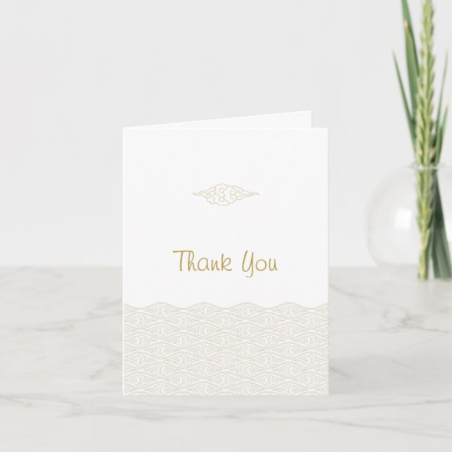 Gold Chinese Clouds Wedding Thank You Cards (Front)