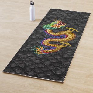 Gold Chinese Dragon Yoga Mat
