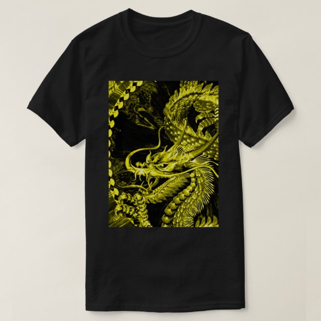 Gold Chinese Emperor Dragon Art Graphic Tee (Design Front)