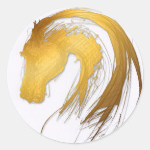 Gold Chinese Horse Year Zodiac Birthday CRS Classic Round Sticker