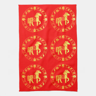 Gold Chinese new year 2026 Tea Towel