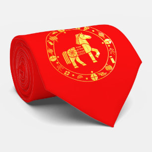 Gold Chinese new year 2026 Tie