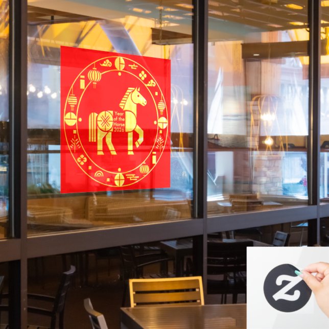 Gold Chinese new year 2026 Window Cling (Restaurant Window)